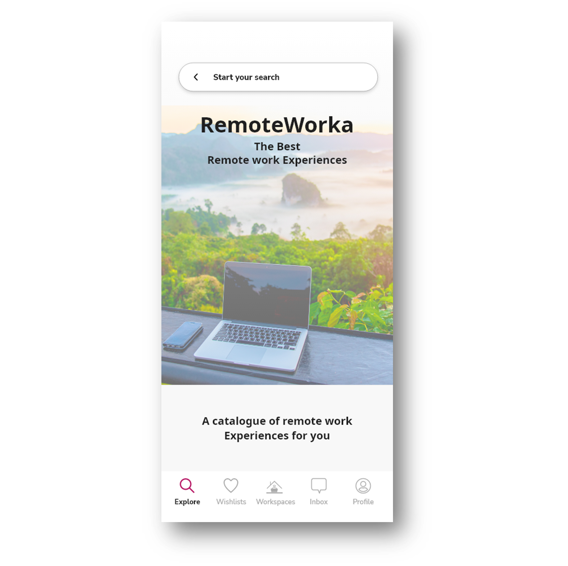 RemoteWorka home screen